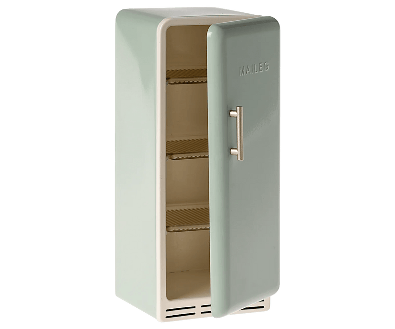 Maileg Dollhouse - Maileg Metal Fridge, Miniature Fridge, Mint 22cm