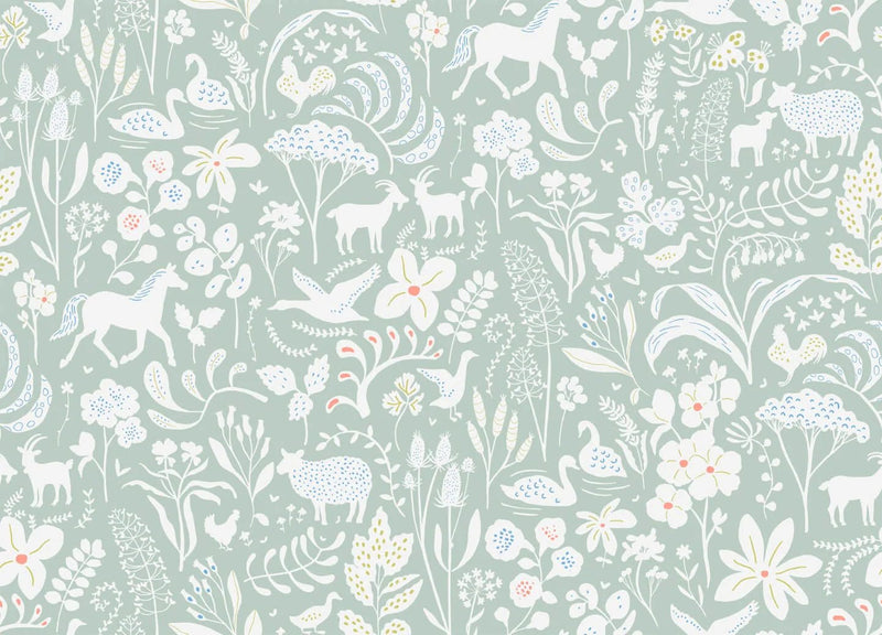 Wallpaper Minibeau - Countryside Spring Sage