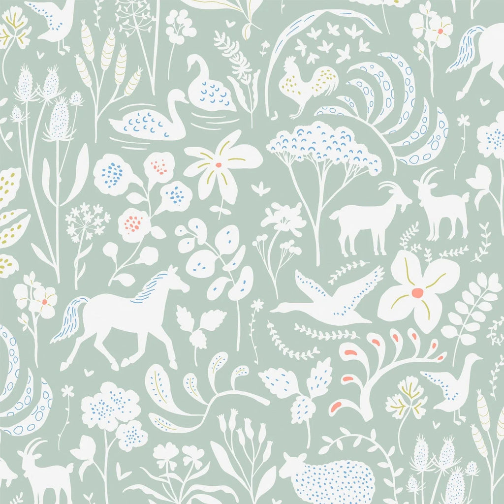 Wallpaper Minibeau - Countryside Spring Sage