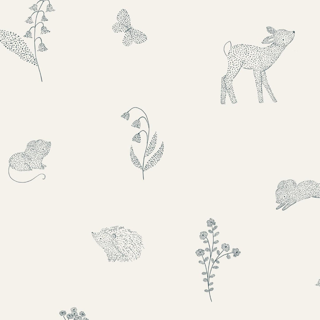 Behangstaal Minibeau - Dotted Woodland Animals - White