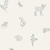 Wallpaper Minibeau - Dotted Woodland Animals - White