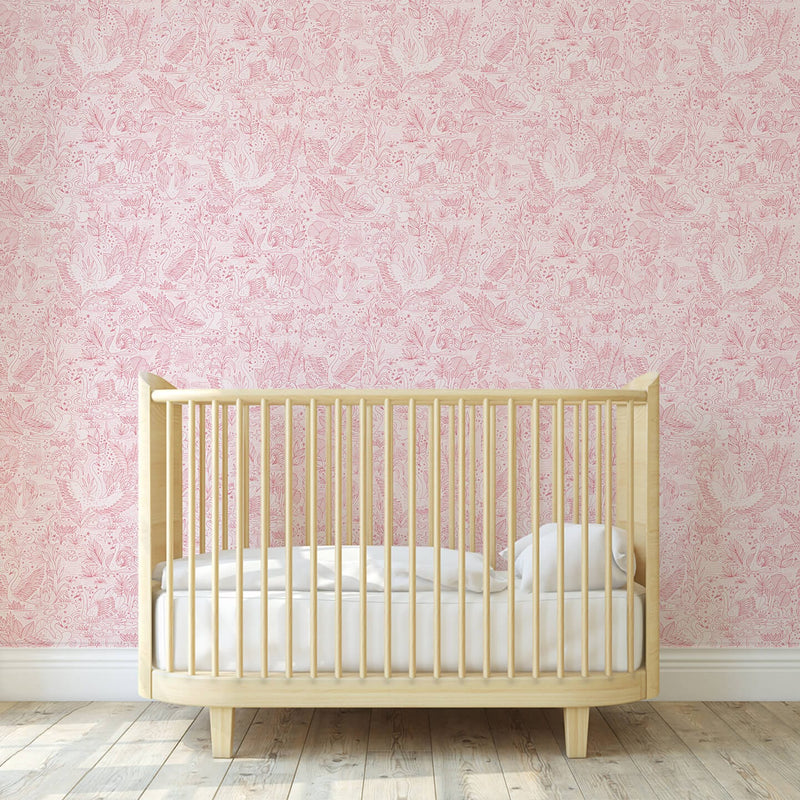 Wallpaper Minibeau - Woodcut Wonderland Calamine