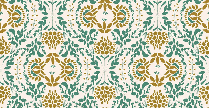 Wallpaper Minibeau - Woodland Leaves Green