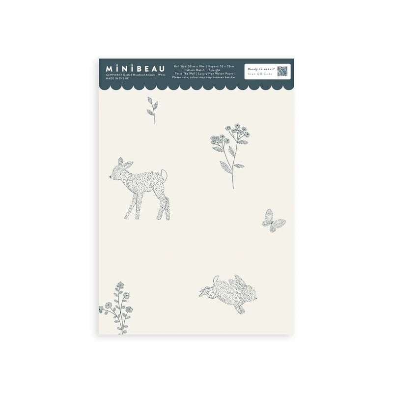 Behangstaal Minibeau - Dotted Woodland Animals - White