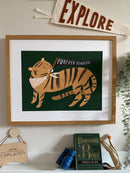 Minibeau - Impresión artística del tigre Forever Fearless - Verde - 30x40 cm