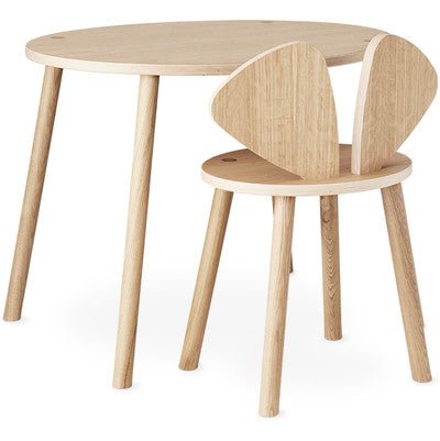 Nofred - Mouse high chair and children's table set - Oak