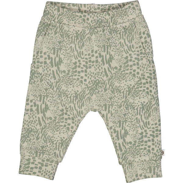 Müsli - Leopard baby pants - Soft green 