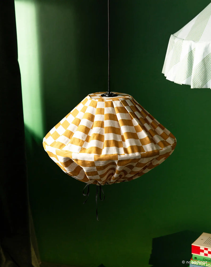 Nobodinoz Yumi Lampenschirm 50 cm Senffliesen – Lampenschirm aus Leinen