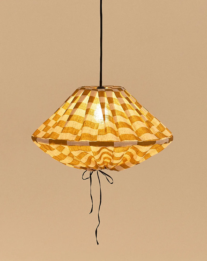 Nobodinoz Yumi Lampenschirm 50 cm Senffliesen – Lampenschirm aus Leinen