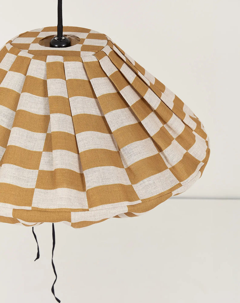 Nobodinoz Yumi Lampenschirm 50 cm Senffliesen – Lampenschirm aus Leinen