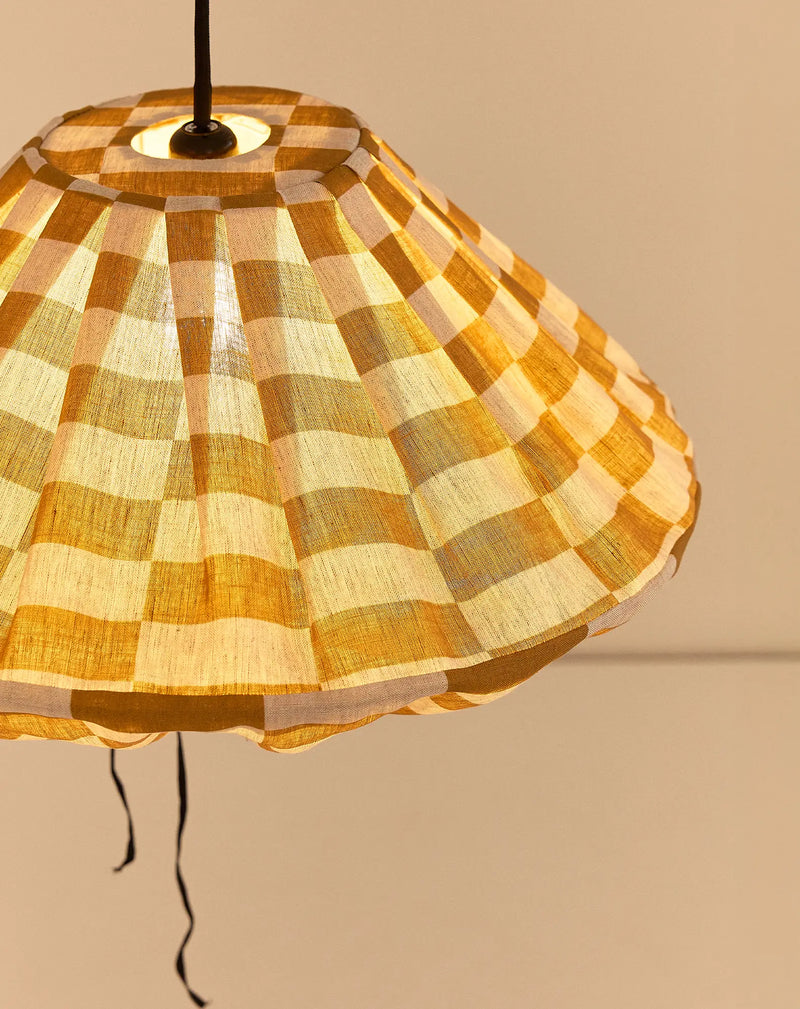 Nobodinoz Yumi Lampenschirm 50 cm Senffliesen – Lampenschirm aus Leinen