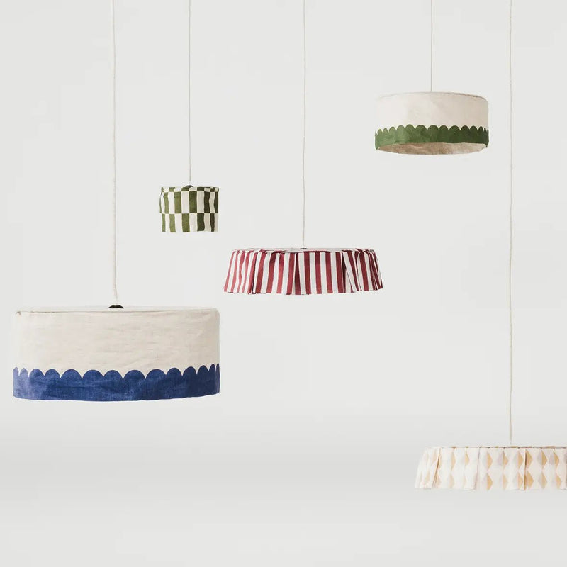 Nobodinoz Leinen-Lampenschirm Blau Ø40 – Leinen-Hängelampe für Kinderzimmer (Vibes-Kollektion)