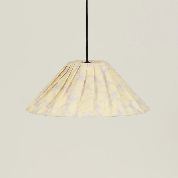 Nobodinoz Ava Lampenschirm Gelbe Blumen Ø50 – Hängelampe aus plissierter Baumwolle