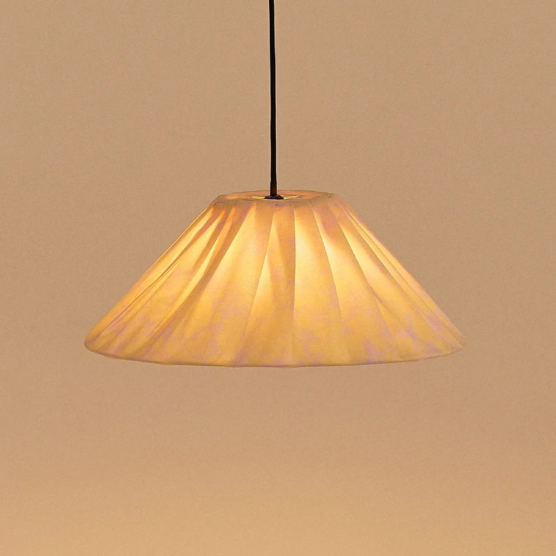 Nobodinoz Ava Lampenschirm Gelbe Blumen Ø50 – Hängelampe aus plissierter Baumwolle