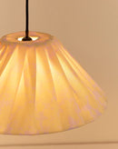 Nobodinoz Ava Lampenschirm Gelbe Blumen Ø50 – Hängelampe aus plissierter Baumwolle