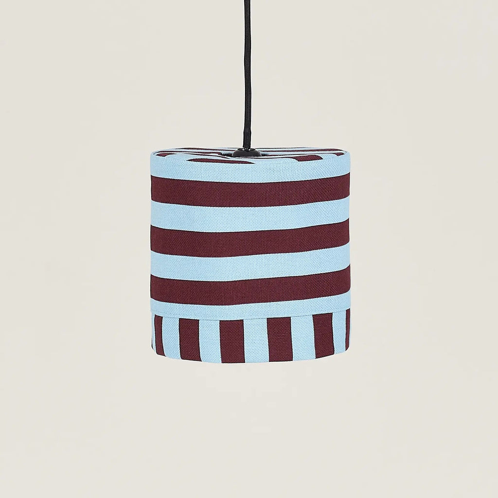 Nobodinoz Linda Lampenschirm Burgundy Blue Stripes Ø20 – kleine Hängelampe aus Baumwolle
