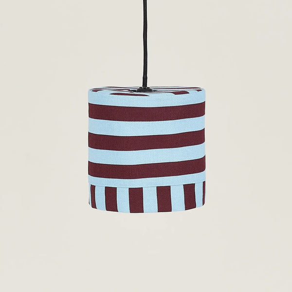 Nobodinoz Linda Lampenschirm Burgundy Blue Stripes Ø20 – kleine Hängelampe aus Baumwolle