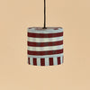 Nobodinoz Linda Lampenschirm Burgundy Blue Stripes Ø20 – kleine Hängelampe aus Baumwolle
