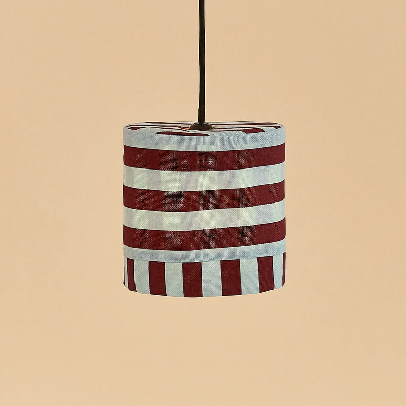 Nobodinoz Linda Lampenschirm Burgundy Blue Stripes Ø20 – kleine Hängelampe aus Baumwolle