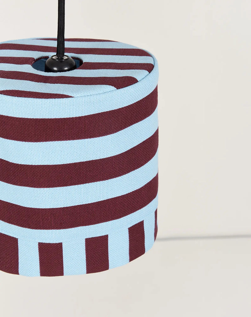 Nobodinoz Linda Lampenschirm Burgundy Blue Stripes Ø20 – kleine Hängelampe aus Baumwolle