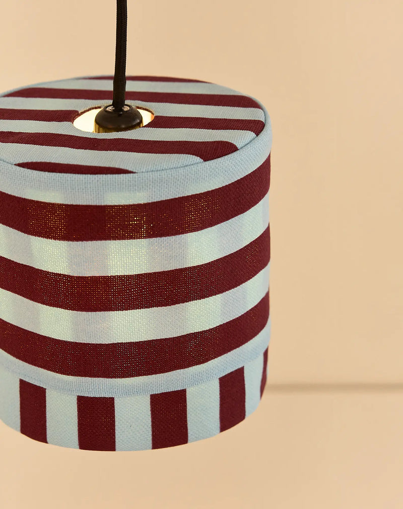 Nobodinoz Linda Lampenschirm Burgundy Blue Stripes Ø20 – kleine Hängelampe aus Baumwolle