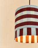 Nobodinoz Linda Lampenschirm Burgundy Blue Stripes Ø20 – kleine Hängelampe aus Baumwolle