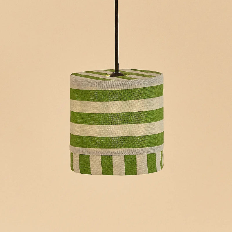Nobodinoz Linda Lampenschirm Green Blue Stripes Ø20 – kleine Hängelampe aus Baumwolle