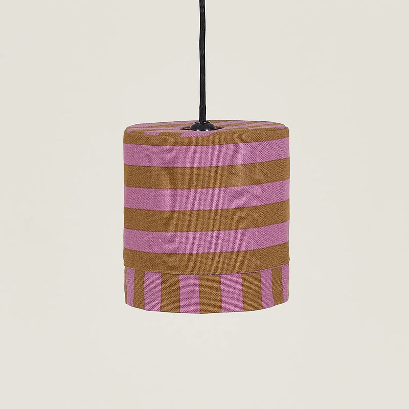 Nobodinoz Linda Lampenschirm Pink Curry Stripes Ø20 – kleine Hängelampe aus Baumwolle