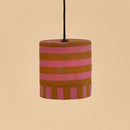 Nobodinoz Linda Lampenschirm Pink Curry Stripes Ø20 – kleine Hängelampe aus Baumwolle