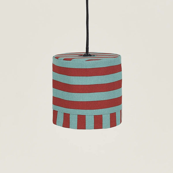 Nobodinoz Linda Lampenschirm Red Teal Green Stripes Ø20 – kleine Hängelampe aus Baumwolle
