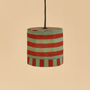Nobodinoz Linda Lampenschirm Red Teal Green Stripes Ø20 – kleine Hängelampe aus Baumwolle