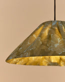 Nobodinoz Ava Lampenschirm Green Peonies Ø50 – Hängelampe aus plissierter Baumwolle