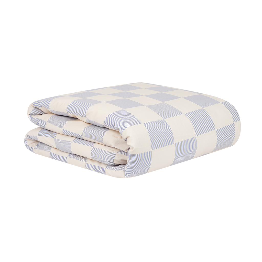 Nobodinoz Eenpersoons Dekbedovertrek Sheldon – Blue ink checks