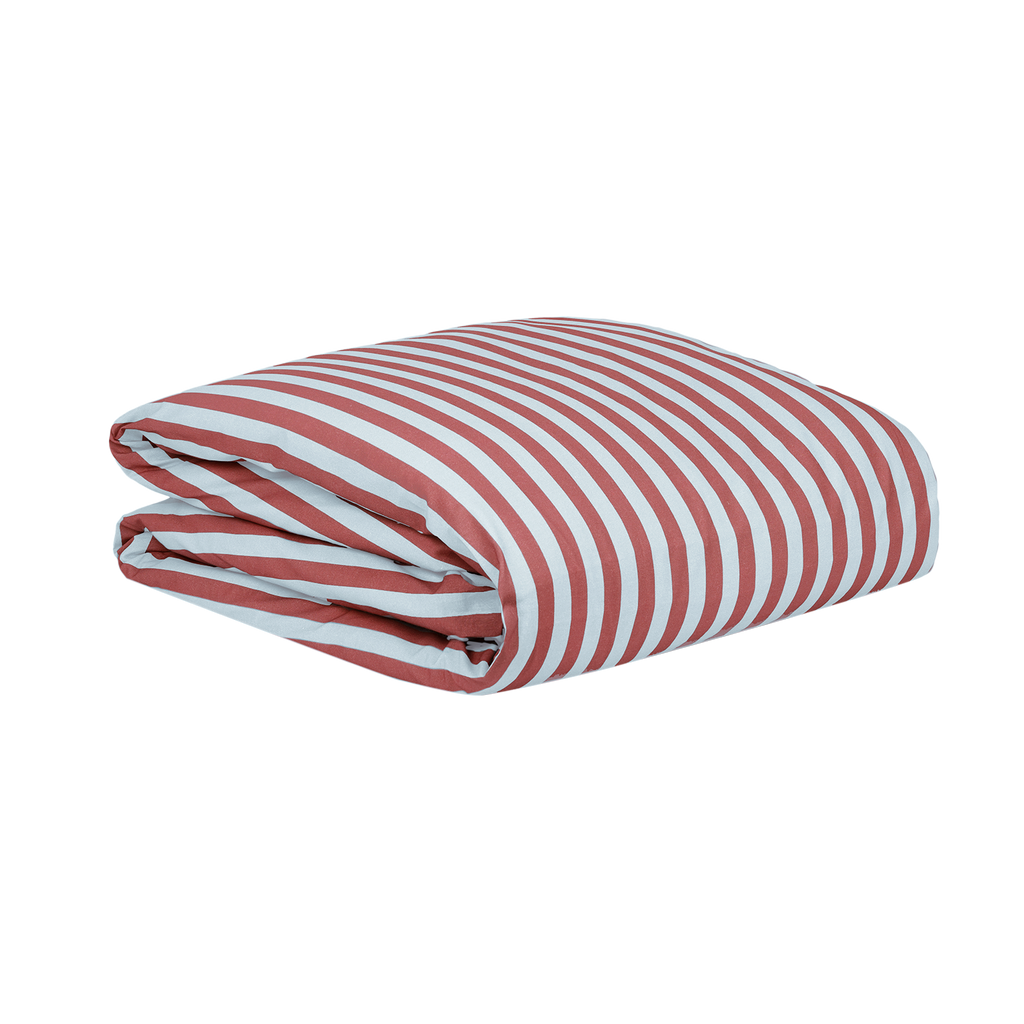 Nobodinoz Eenpersoons Dekbedovertrek Sheldon – Maroon Stripes