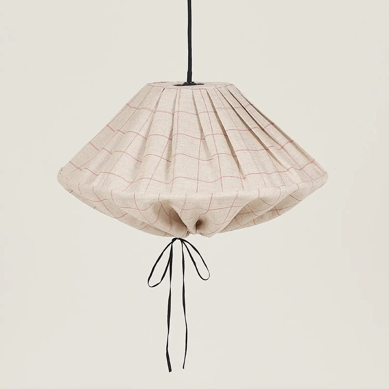 Nobodinoz Yumi Lampenschirm 50 cm Carmine Grid – Leinenlampe für Kinde