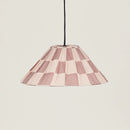 Nobodinoz Ava lampenkap Burnt Red Checks Ø50 – geplooide katoenen hanglamp