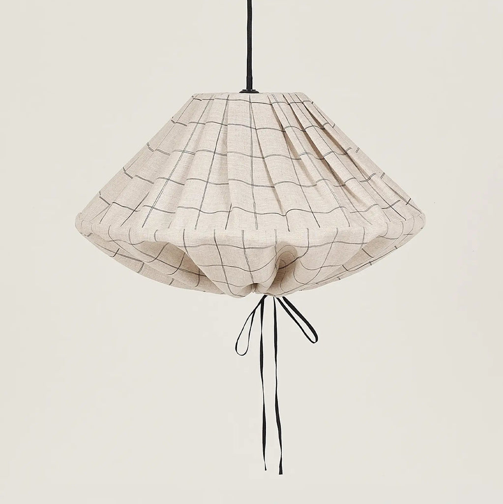 Nobodinoz Yumi Lampenschirm 50 cm Charcoal Grid – Hängelampe aus Leinen für das Kinderzimmer