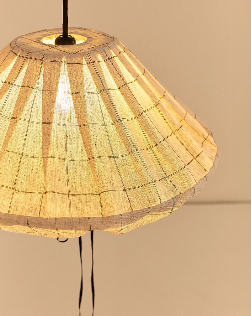 Nobodinoz Yumi Lampenschirm 50 cm Charcoal Grid – Hängelampe aus Leinen für das Kinderzimmer