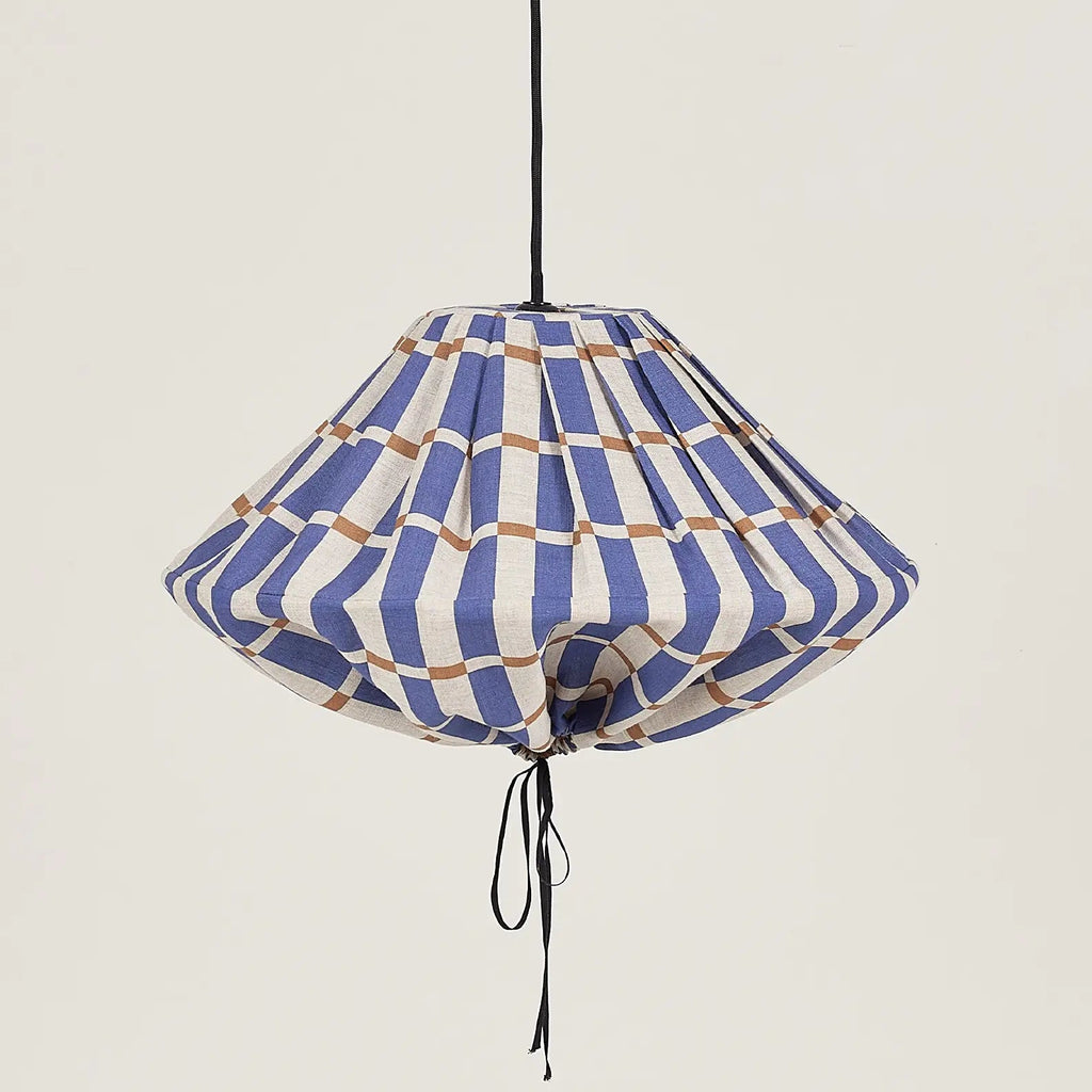 Nobodinoz Yumi Lampenschirm Ø50 cm – Blaues Senfmosaik – Hängelampe aus Leinen