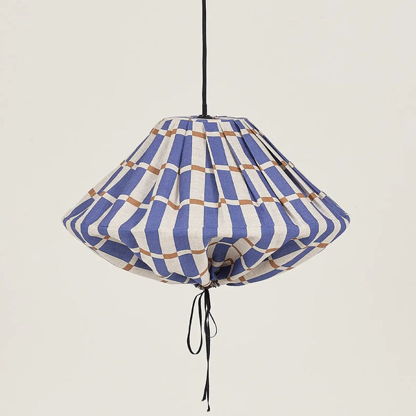 Nobodinoz Yumi Lampenschirm Ø50 cm – Blaues Senfmosaik – Hängelampe aus Leinen