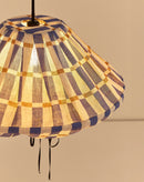 Nobodinoz Yumi Lampenschirm Ø50 cm – Blaues Senfmosaik – Hängelampe aus Leinen