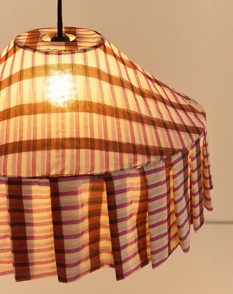 Nobodinoz Nicole Lampenschirm Braun Lila Mosaik Ø50 – Hängelampe aus Baumwolle