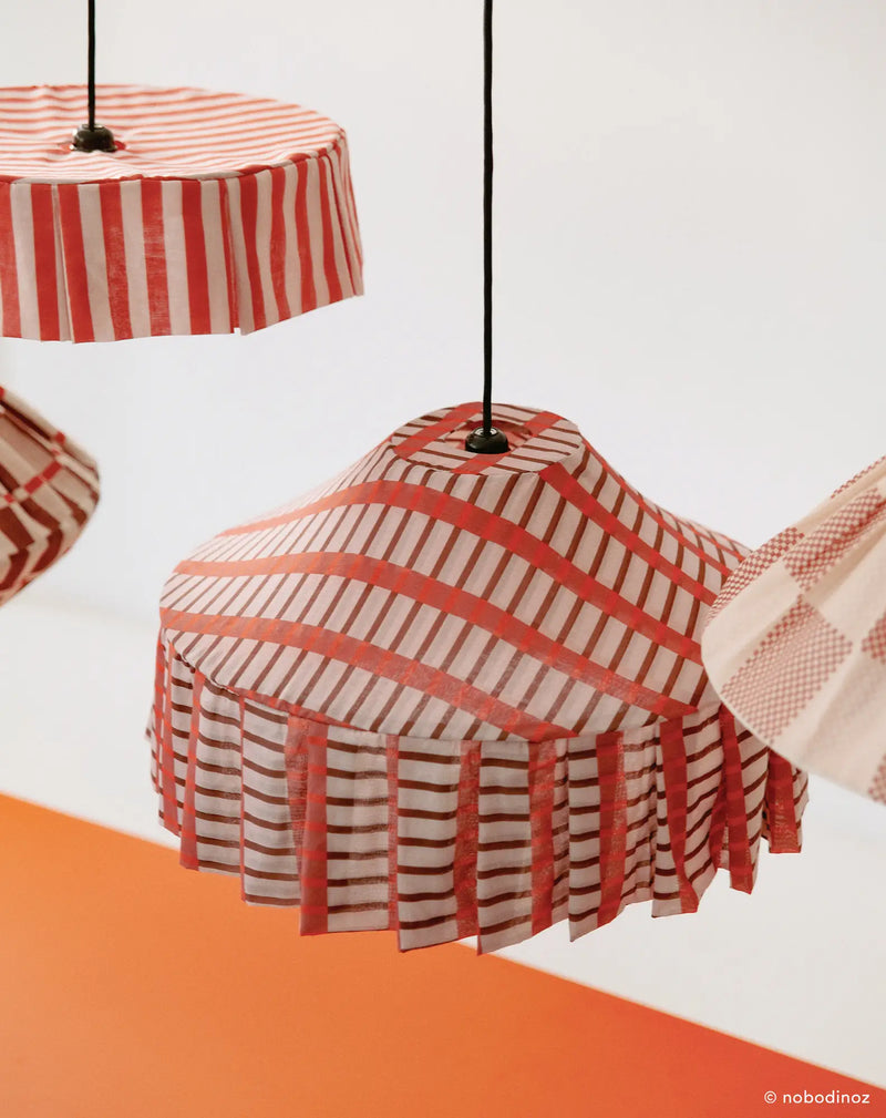 Nobodinoz Nicole Lampenschirm Rotbraun Mosaik Ø50 – Hängelampe aus Baumwolle