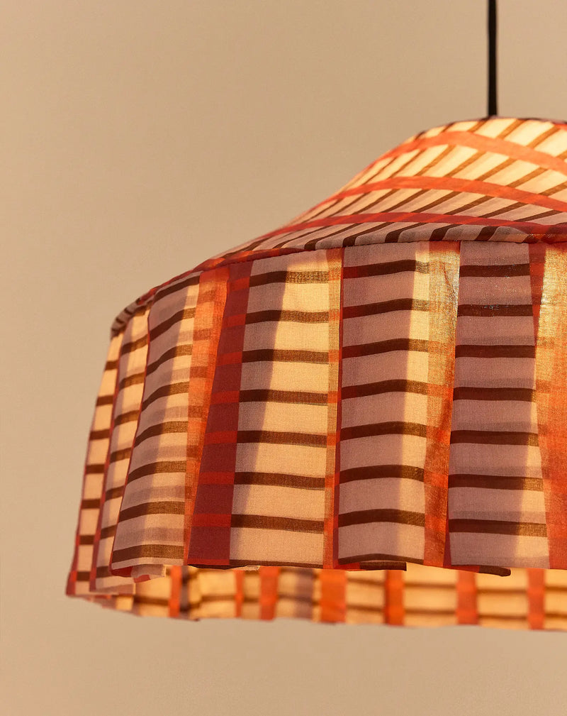 Nobodinoz Nicole Lampenschirm Rotbraun Mosaik Ø50 – Hängelampe aus Baumwolle