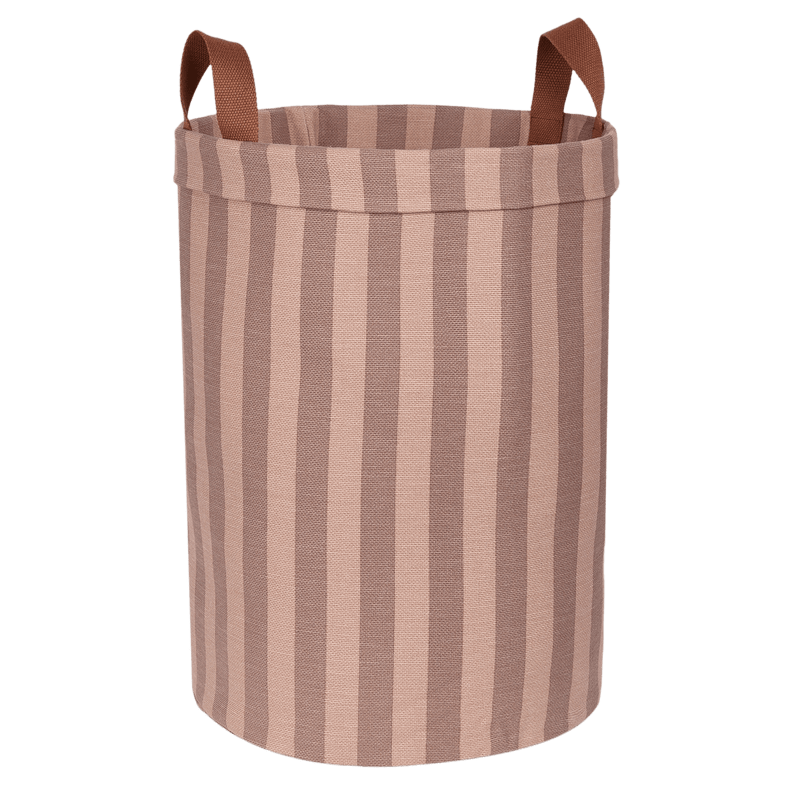 Nobodinoz - Colección Vibes - Cesta de almacenamiento grande redonda - Rayas verdes/azules