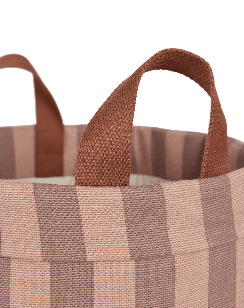 Nobodinoz - Colección Vibes - Cesta de almacenamiento grande redonda - Rayas verdes/azules