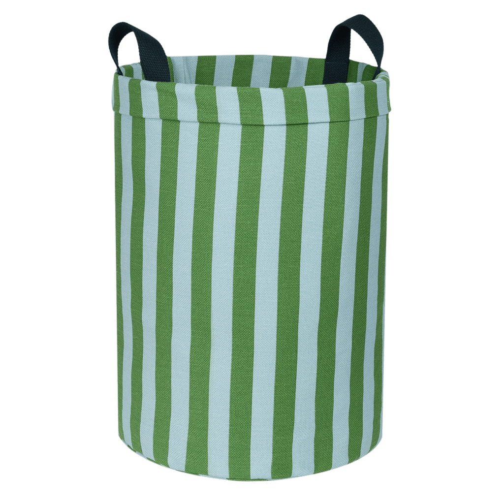 Nobodinoz - Vibes collection - Round Large Storage Basket - Green/Blue stripes