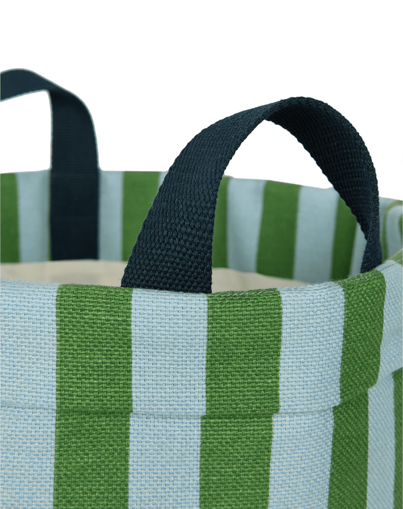 Nobodinoz - Vibes collection - Round Large Storage Basket - Green/Blue stripes