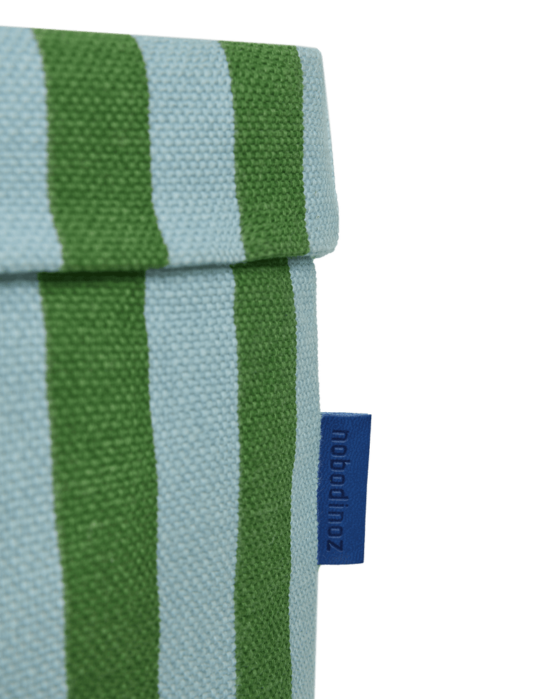 Nobodinoz - Vibes collection - Round Large Storage Basket - Green/Blue stripes