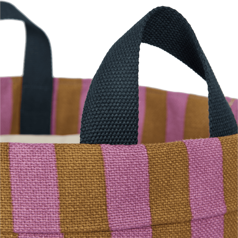 Nobodinoz - Vibes collection - Round Large Storage Basket - Pink/Curry Stripes
